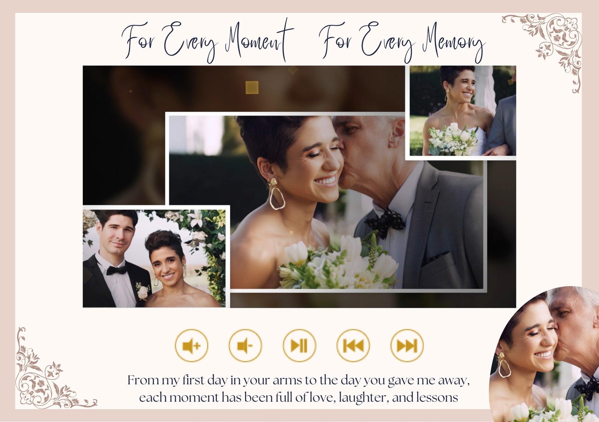 Personalised Wedding Video Book – Rose Pink Theme for Father of the Bride