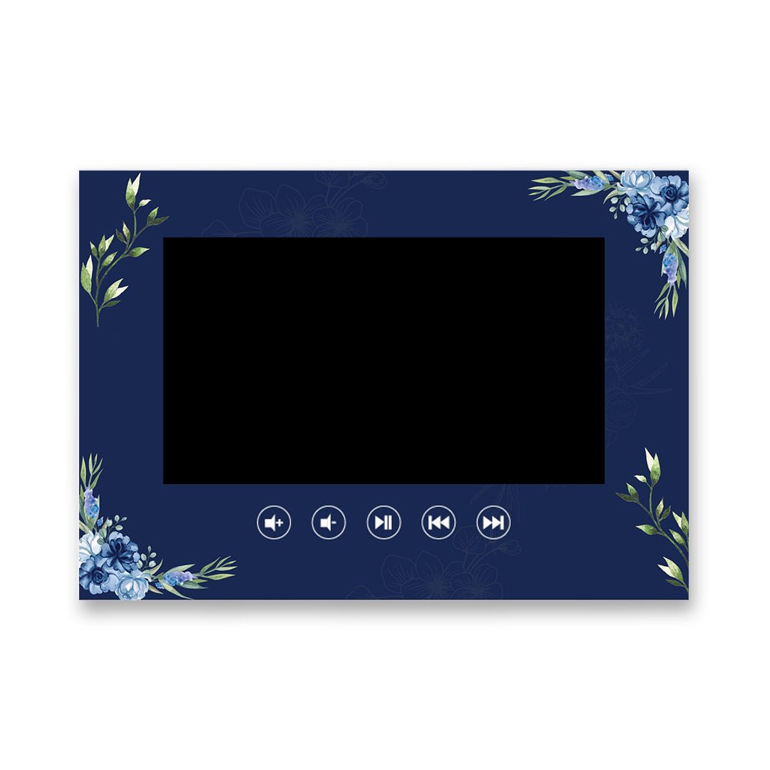 Blue and Gold Monogram Wedding Video Book – Elegant Invitation Theme