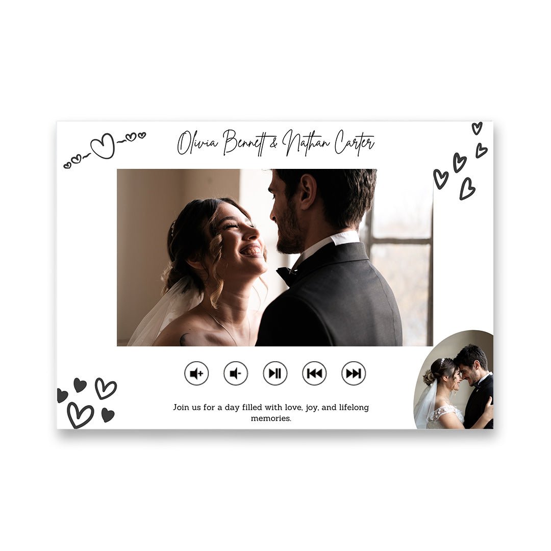 Elegant White Custom Wedding Video Book with Digital Invitation Theme